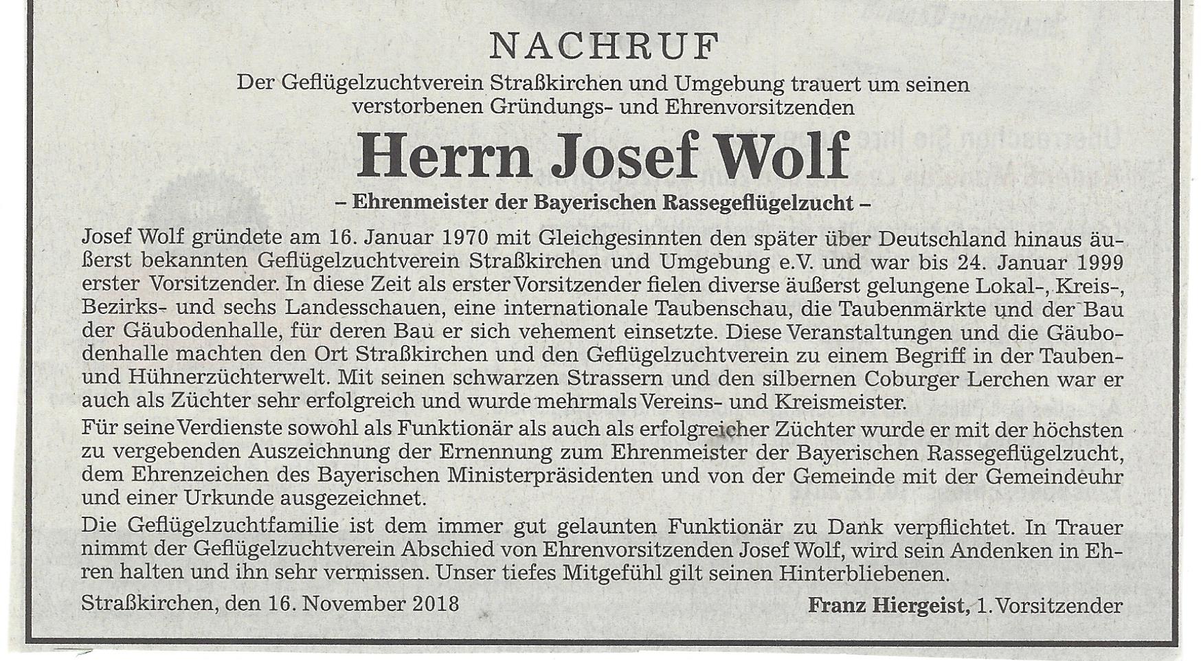 Wolf Nachruf